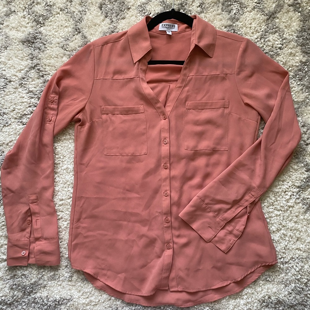 Express Portofino Shirt Slim Small in Dusty Rose